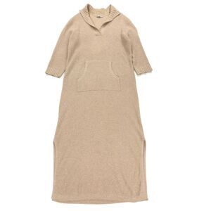 NEIMAN MARCUS Cashmere Waffle Knit Polo Sweater Dress Old Money Quiet Luxury